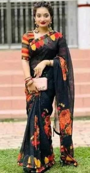 ডিজিটাল প্রিন্ট ইন্ডিয়ান সিল্ক শাড়ি DG-22