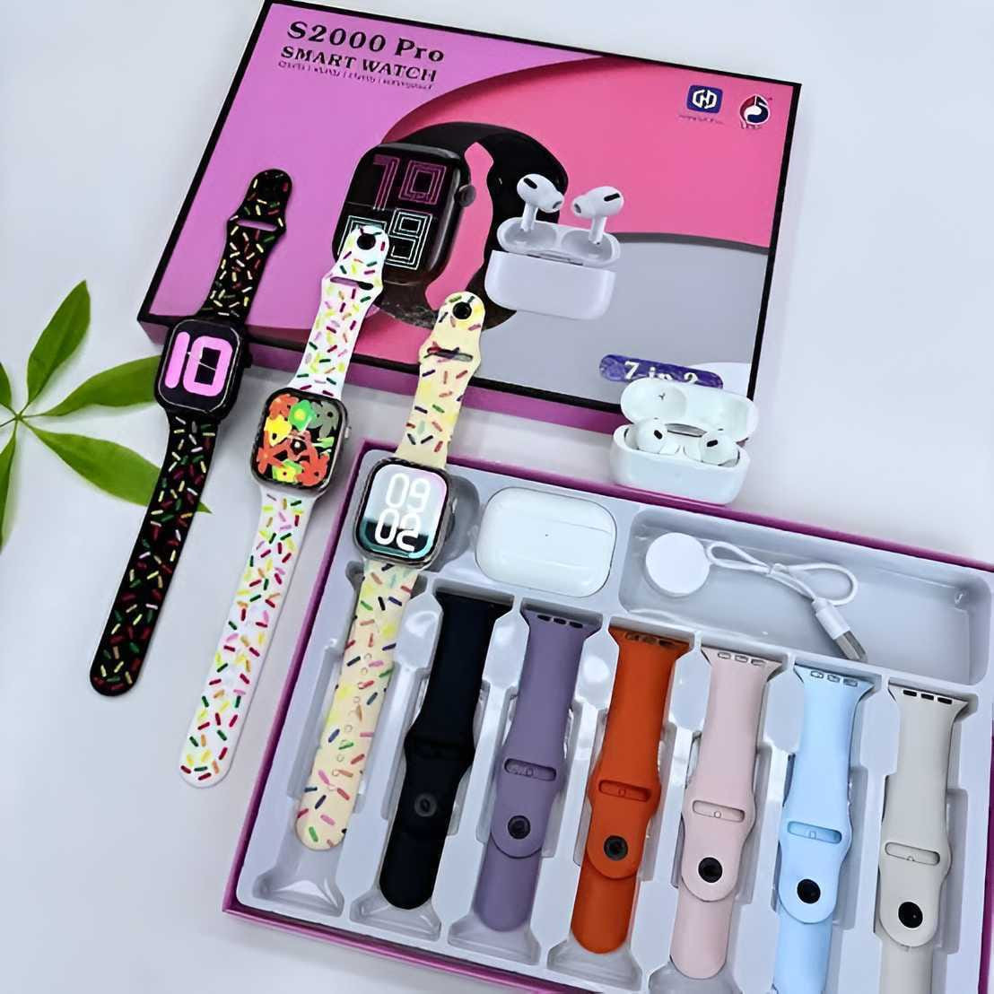 S2000 Pro Smart Watch Set With Bluetooth Earbuds + 7 Straps!