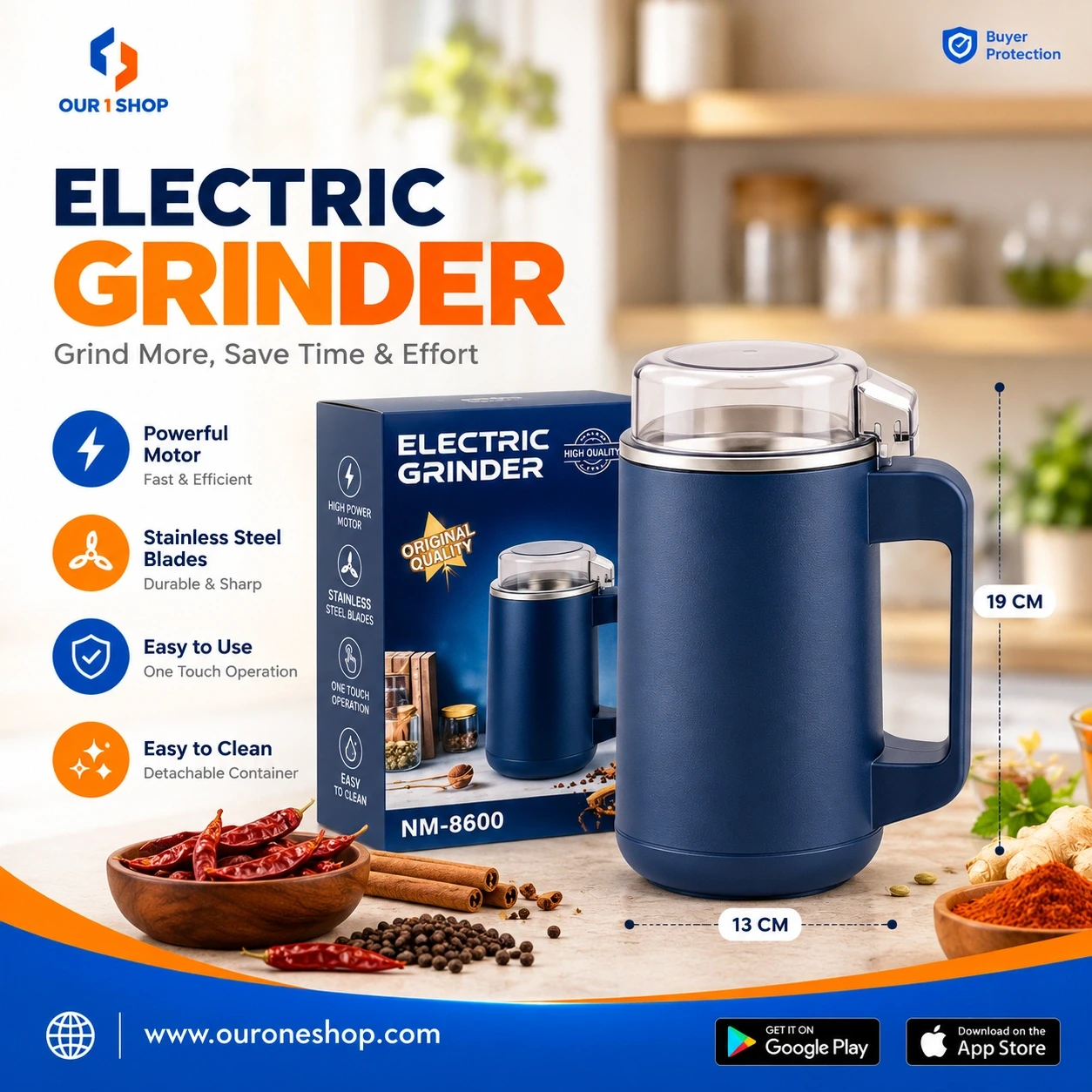 ​☕ Electric Coffee Grinder Machine (Model: NM-8600)