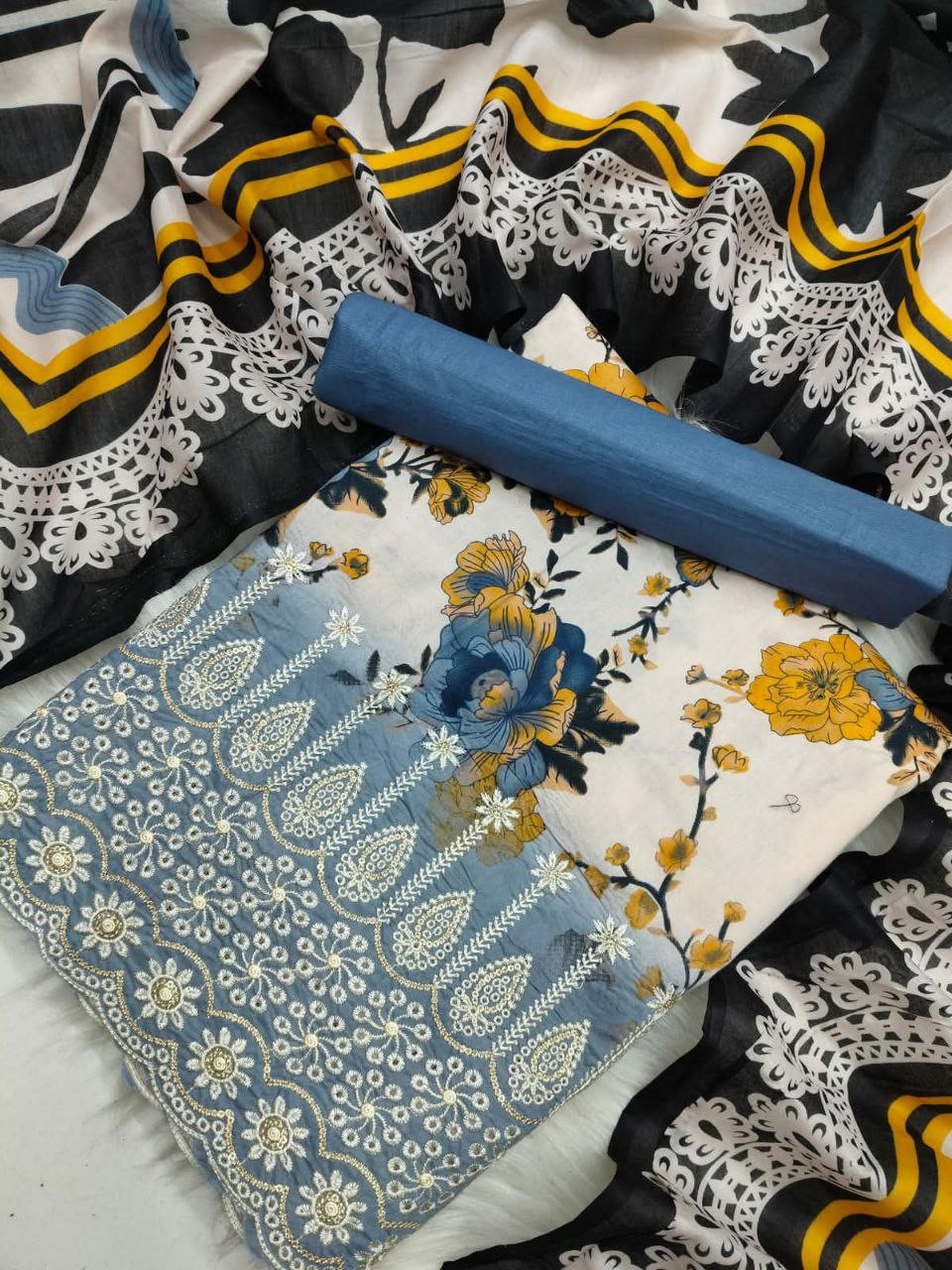 নিউ ঈদ ধামাকা কালেকশন ২০২৬।  Cotton Three Piece, Embroidery Suit, Floral Digital Print,