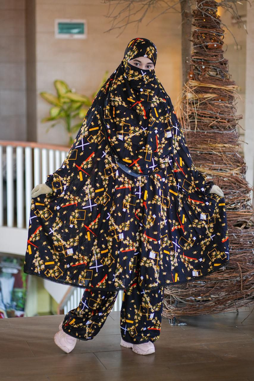 Elegant Palazzo Long Khimar Set Women's Modest Fashion Islamic Headwear And Clothing