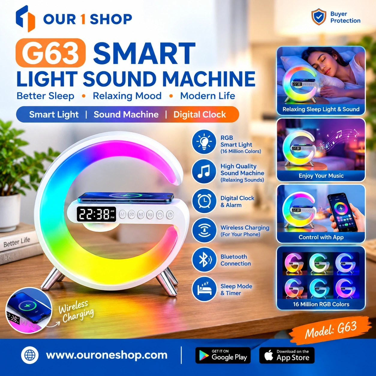G63 Smart Light Sound Machine (Model: G63)