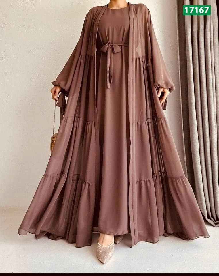 Premium Quality Indian Georgette Koti Burkha - SMJ-17167/প্রিমিয়াম কোয়ালিটি ইন্ডিয়ান জর্জেট কোটি বোরকা - SMJ-17167