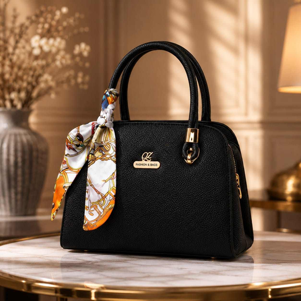 ? Executive Luxury Ladies Handbag with Printed Silk Ribbon!