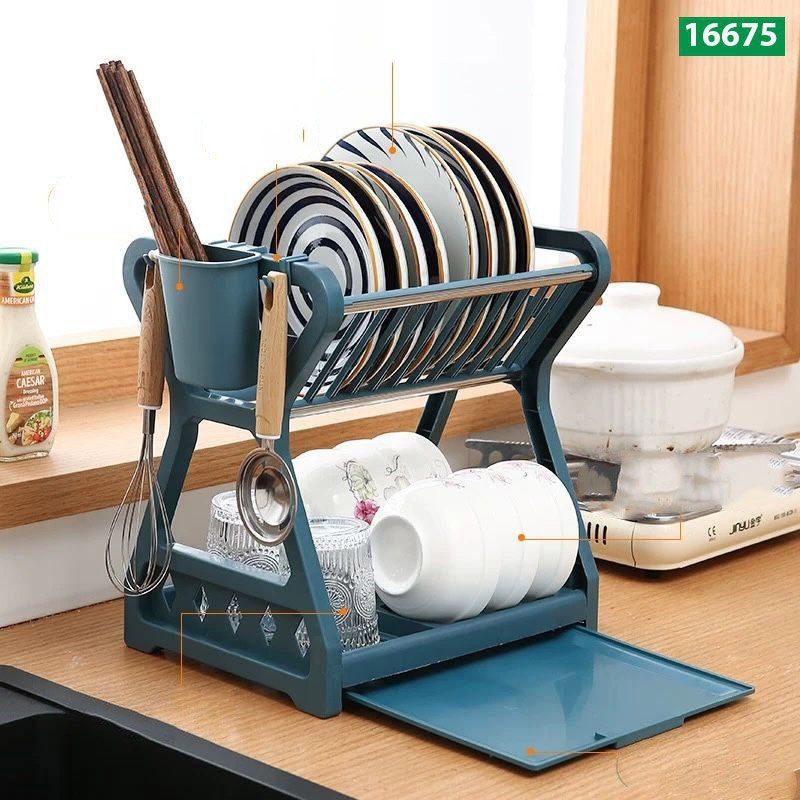 Multi-Functional Kitchen Dish Storage Rack (SABT-16675)স্মার্ট কিচেন ডিশ স্টোরেজ র‍্যাক - রান্নাঘর থাকবে গোছানো ও ঝকঝকে!
