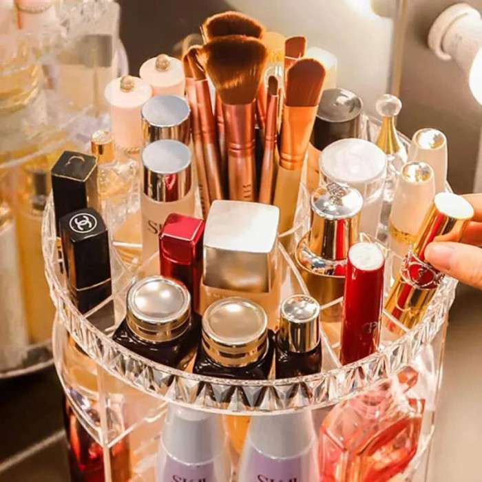 360° Rotating Acrylic Cosmetic Organizer!